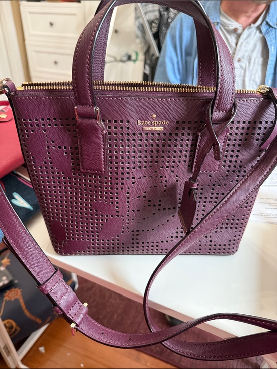kate spade Handbags - Kate Spade perforated rose wine crossbody. 8x 10”. Never used. Burgandy rose